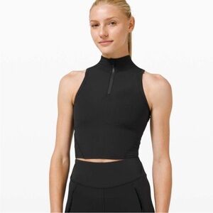 Lululemon Ribbed Zip-Front Cropped Run Tank Top Black